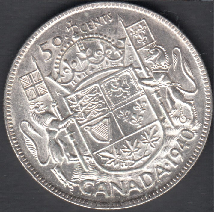 1940 - EF - Rotated Dies - Canada 50 Cents - Canada Coins