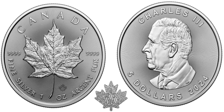 2024 Charles III $5 Dollars Maple Leaf Fine Silver .9999 - 1 Oz