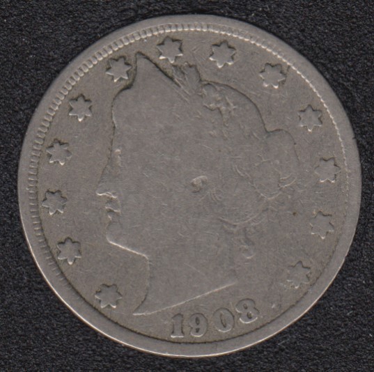 1908 Liberty Head 5 Cents Monnaie Canada